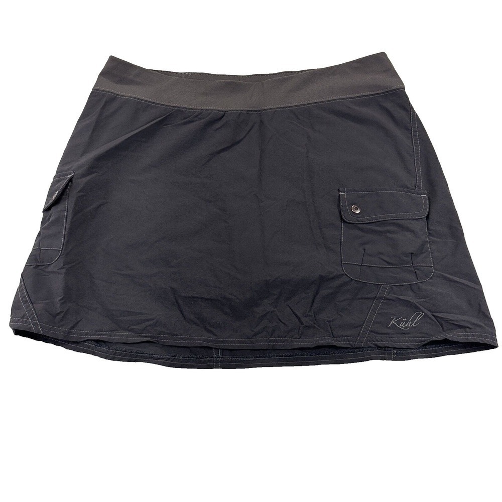 KUHL Short Skirt womens 8 Gray Nylon Spandex Tennis Golf Stretch Pull‎ On lined